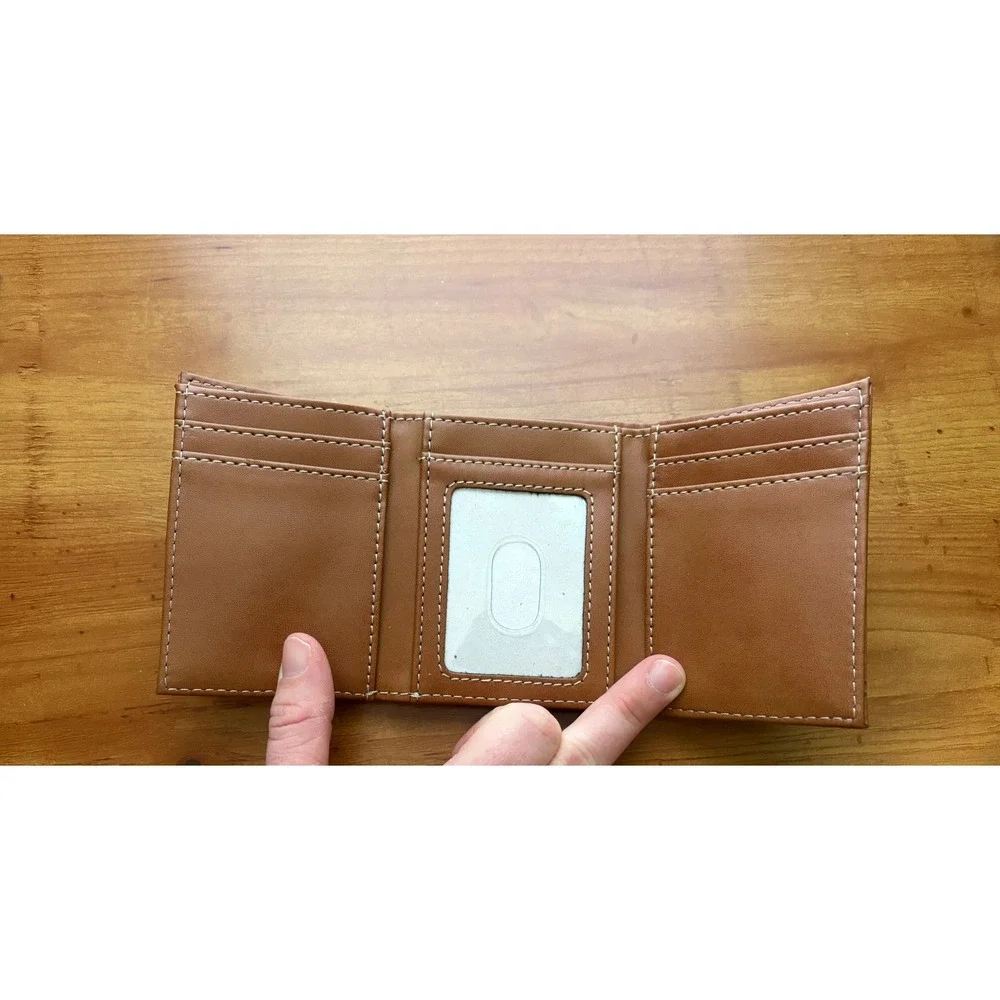 New Orleans Saints NFL Trifold Wallet Tan Faux Leather Fleur De Lis Mens